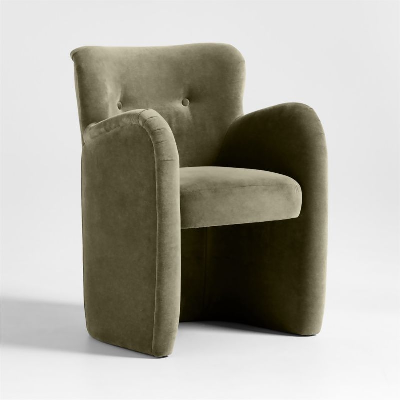 Broome Upholstered Olive Green Dining Chair by Jake Arnold - Image 5