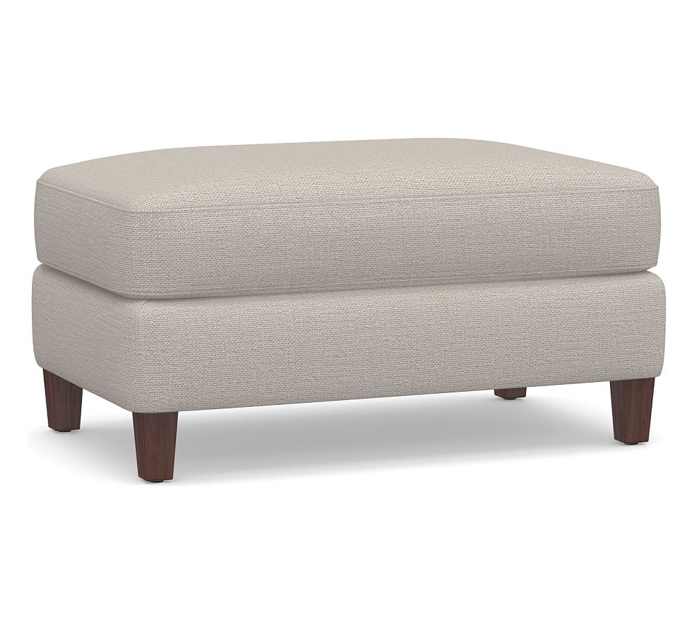 SoMa Ember Upholstered Ottoman, Polyester Wrapped Cushions, Chunky Basketweave Stone - Image 0