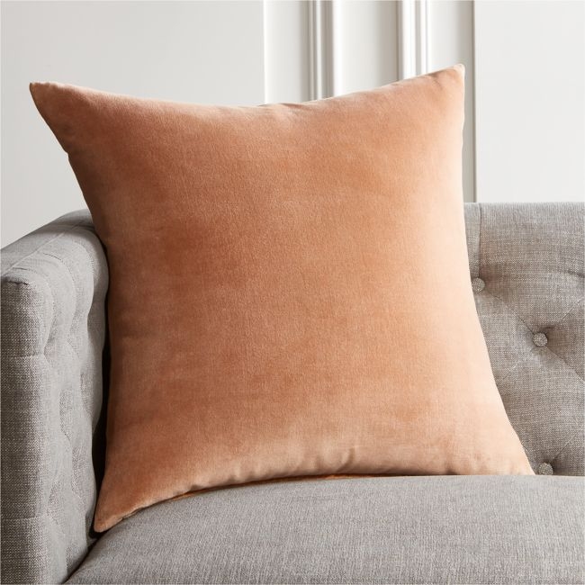 Leisure Taupe Velvet Throw Pillow with Feather-Down Insert 23" - Image 3