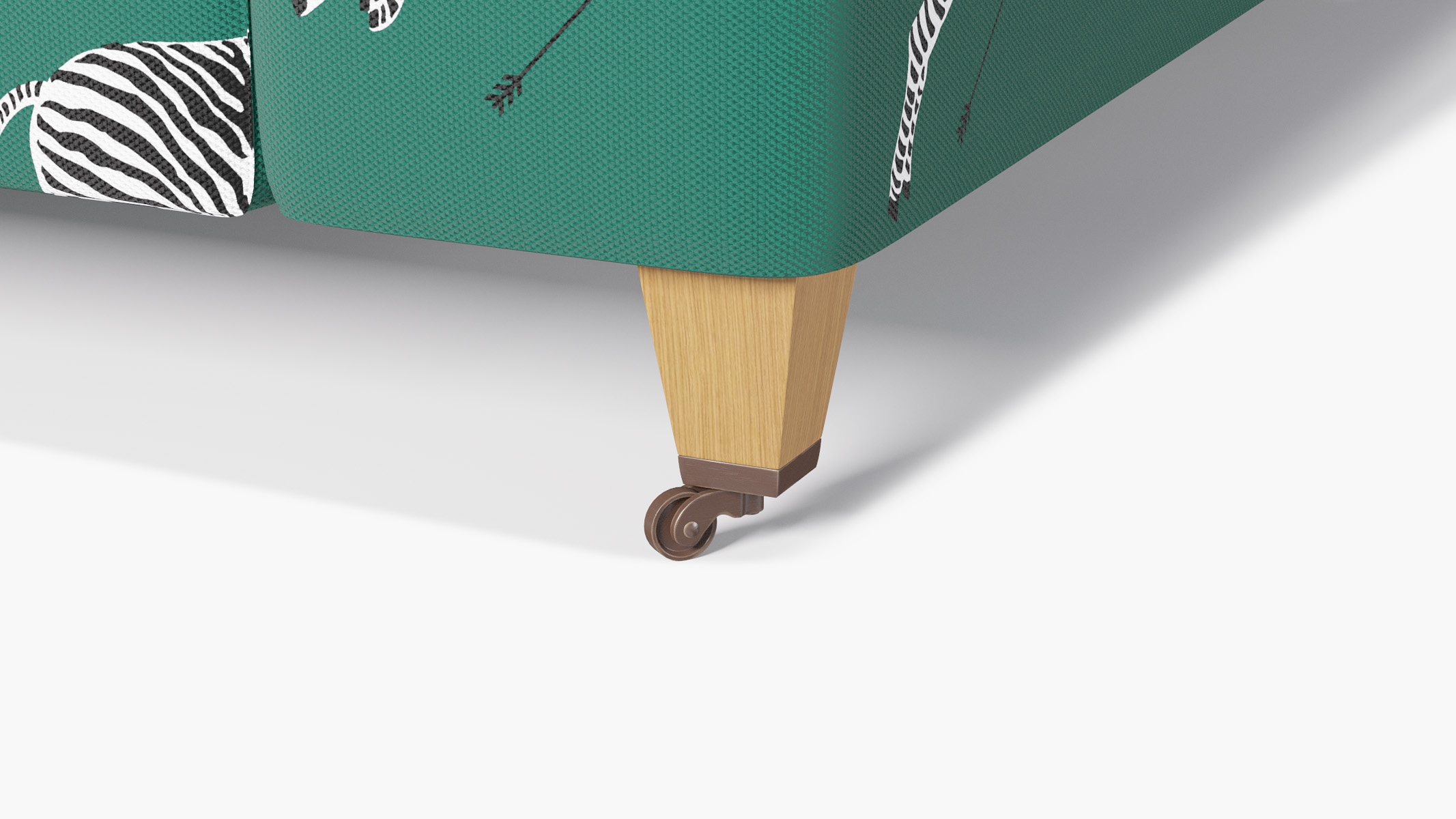 Classic Sofa, Emerald Zebra, Natural with Antique Brass Caster - Image 1