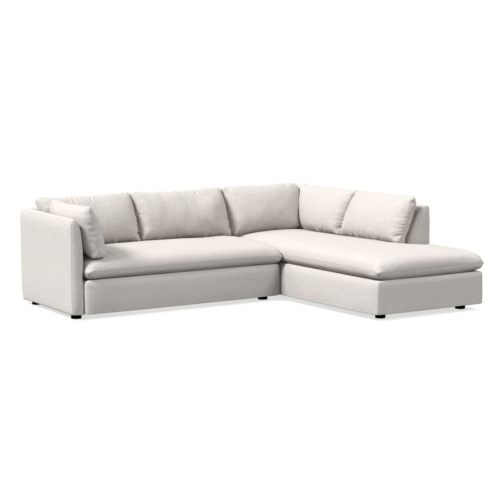 Shelter Sectional Set 01: Left Arm Sofa, Right Arm Terminal Chaise, Poly, Performance Coastal Linen, White, Concealed Supports - Image 0