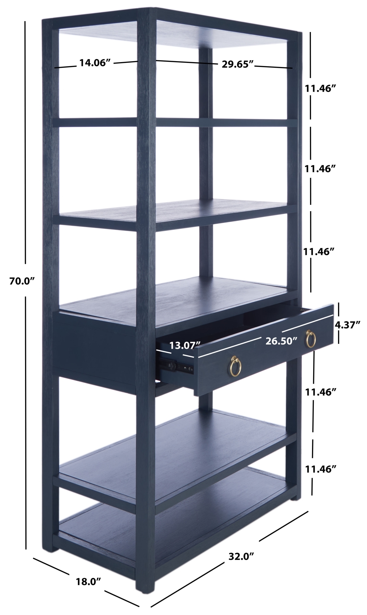 Johni 1 Drawer 5 Shelf Etagere - Navy - Safavieh - Image 8