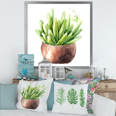 Succulent Flower In Terracotta Pot I - Traditional Canvas Wall Art Print FDP35477 - Image 0