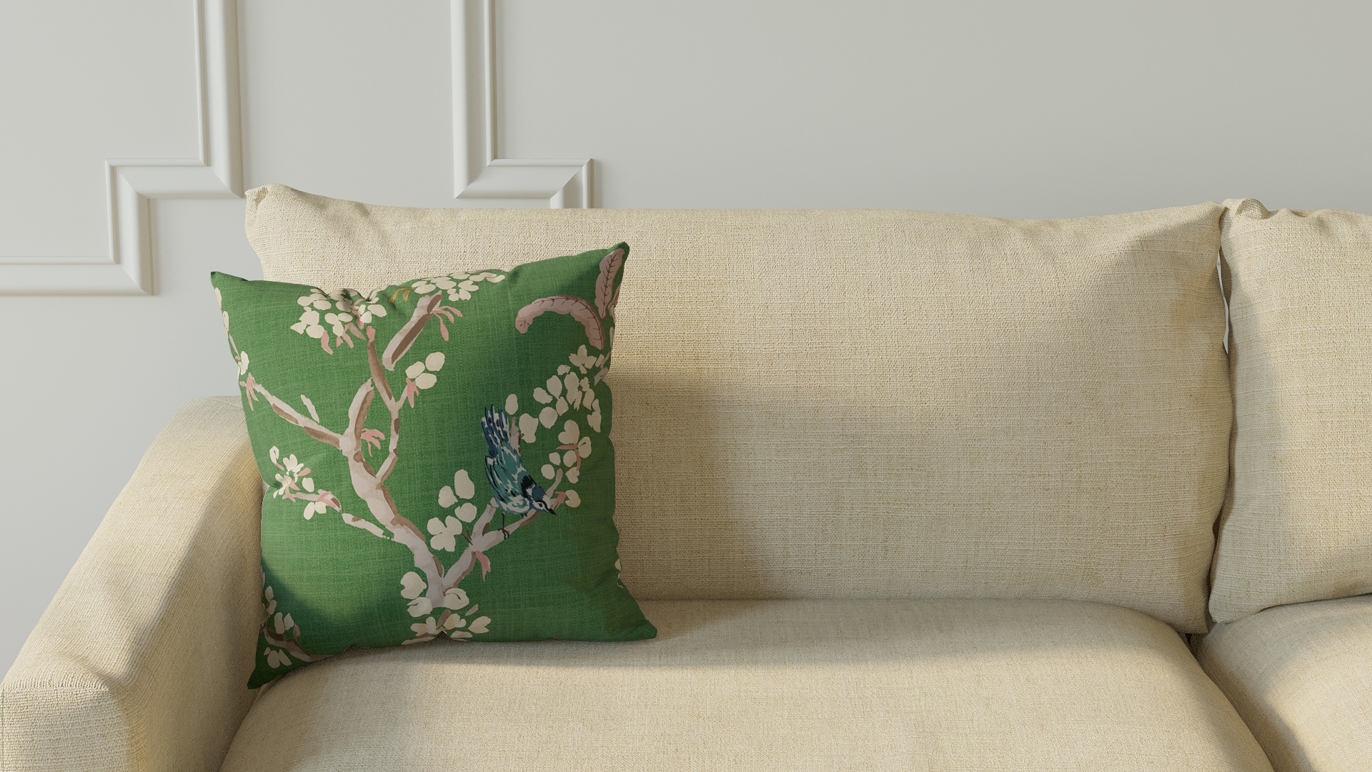 Throw Pillow 16", Jade Cherry Blossom, 16" x 16" - Image 2