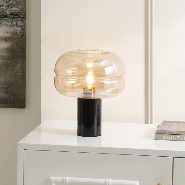 Runa 14 Inch Table Lamp - Amber/Black Marble - Image 3