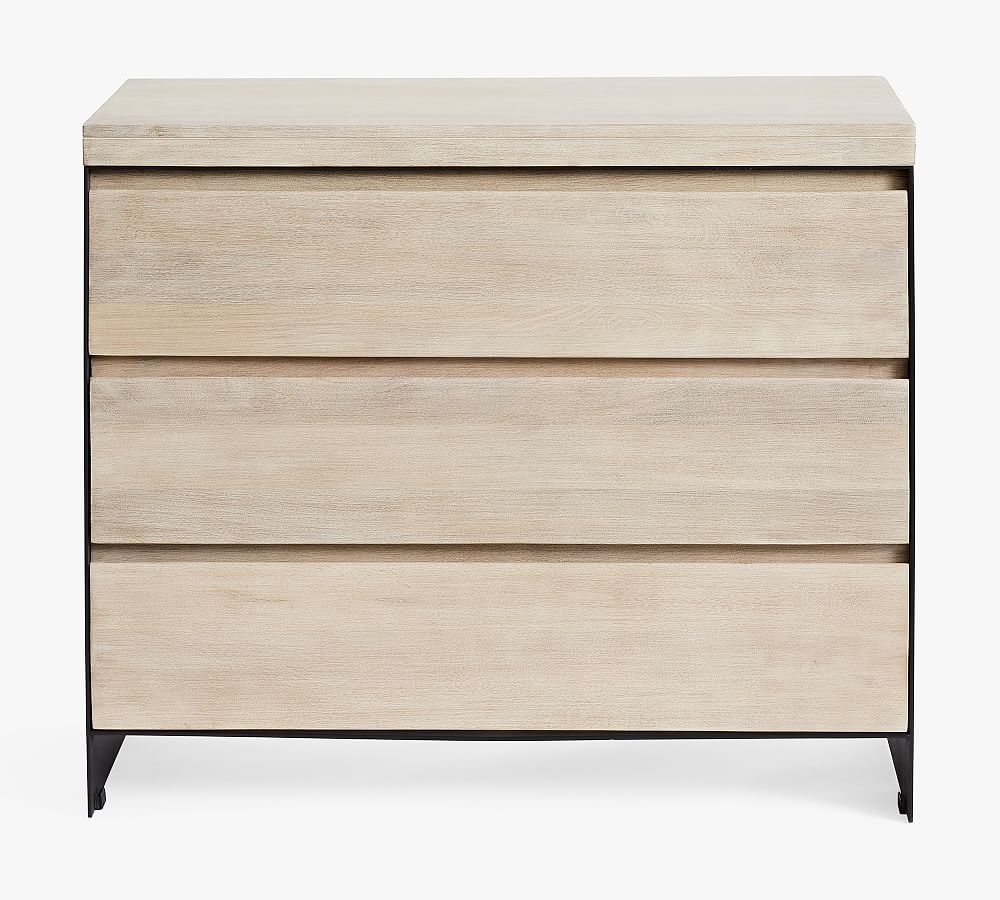 Cayman Wood & Metal 3-Drawer Dresser, Biscotti - Image 0