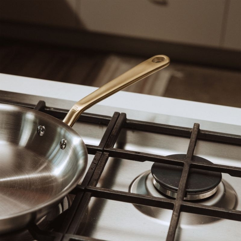 Made In Stainless Clad 10" Fry Pan with Antique Brass Hardware - Image 2