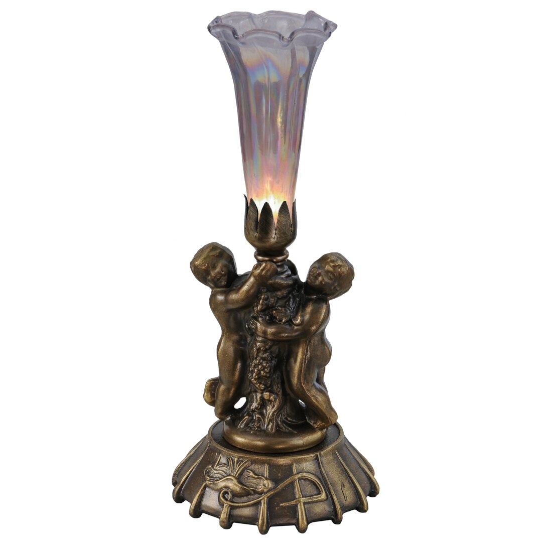 Meyda Lighting Twin Cherub Pond Lily Metallic Torchiere Lamp - Image 0