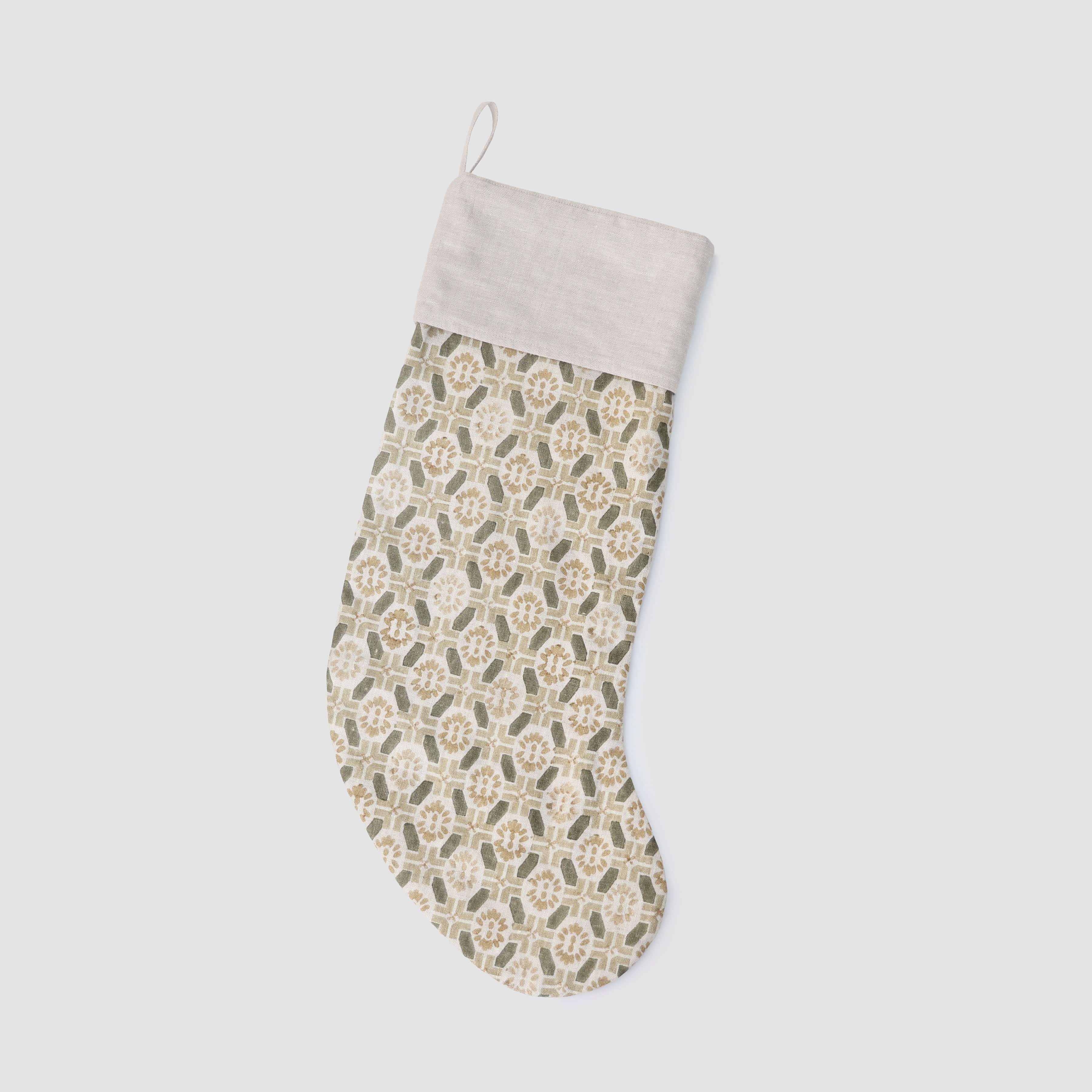 The Citizenry Ayana Block Print Stocking | Sage - Image 0