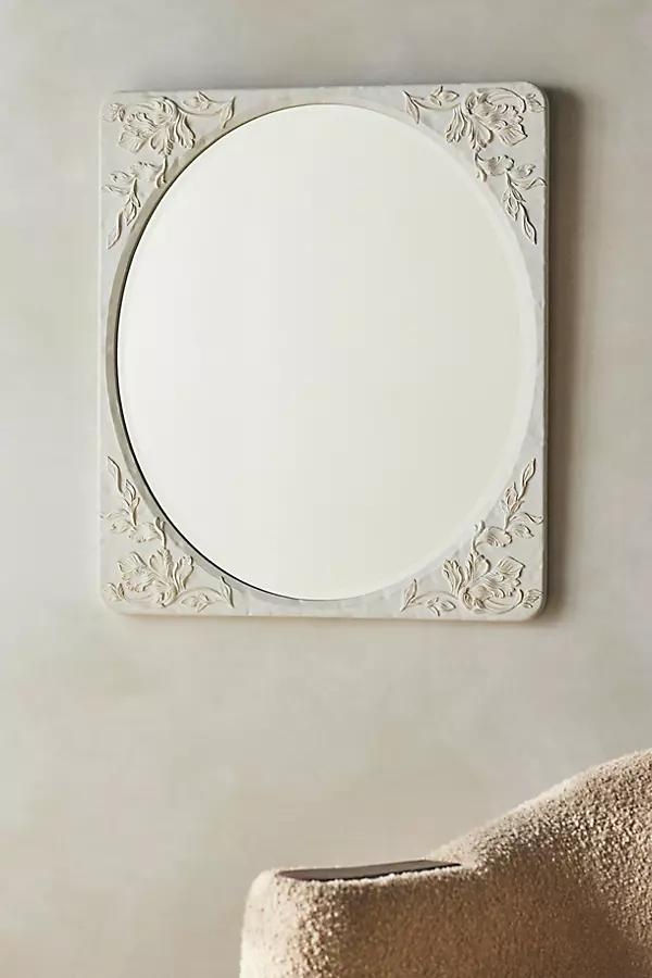 Naomi Etched Floral Rectangle Wall Mirror - Image 0