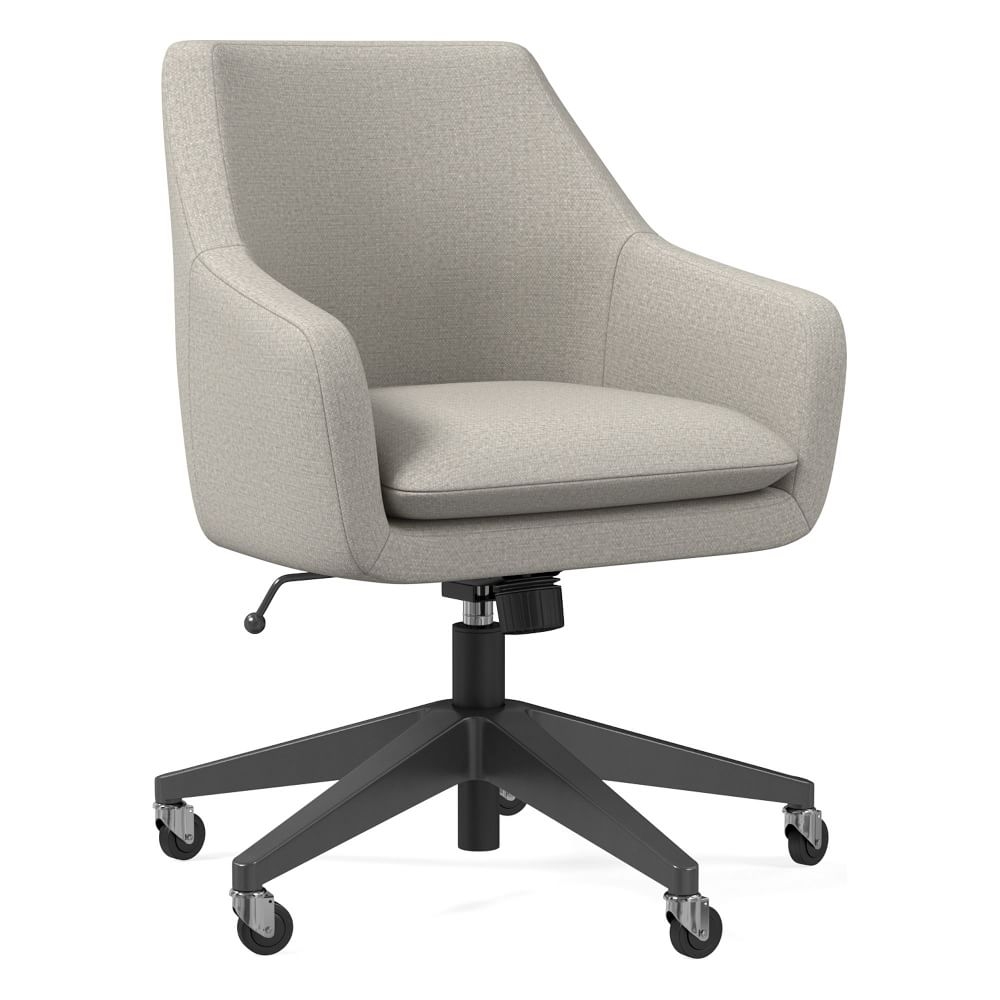 Helvetica Office Chair, Basket Slub, Feather Gray, Dark Bronze - Image 0