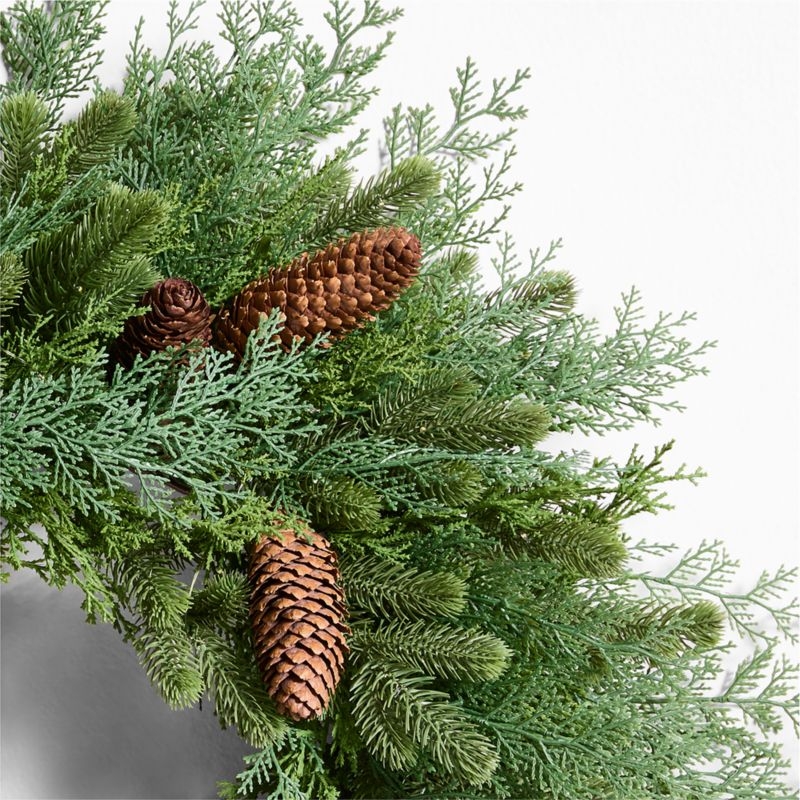 Faux Pinecone and Cedar Pre-Lit Holiday Wreath 28" - Image 6