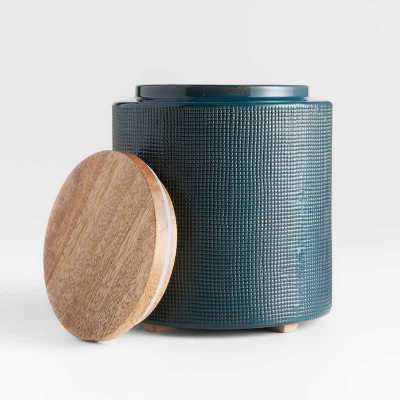 Ena Small Ceramic Canister with Wood Lid - Image 4