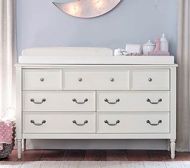 Blythe Extra Wide Nursery Dresser & Topper, French White - Image 3