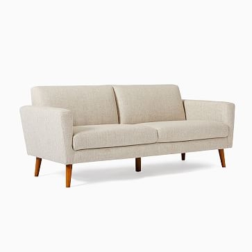 Oliver 2 Seater Sofa, Poly, Twill, Dove, Light Walnut - Image 1