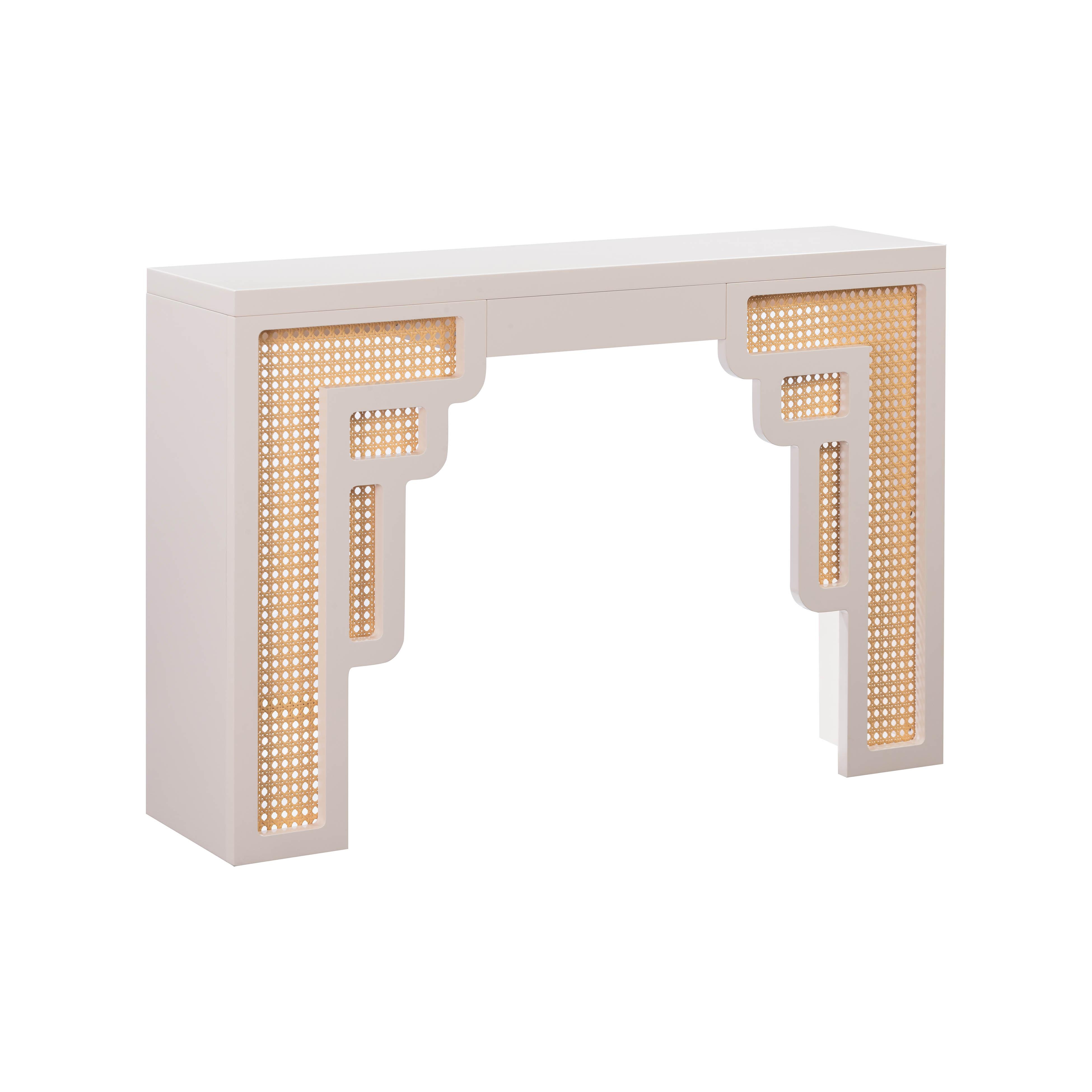 Suzie Cream & Rattan Console Table - Image 1