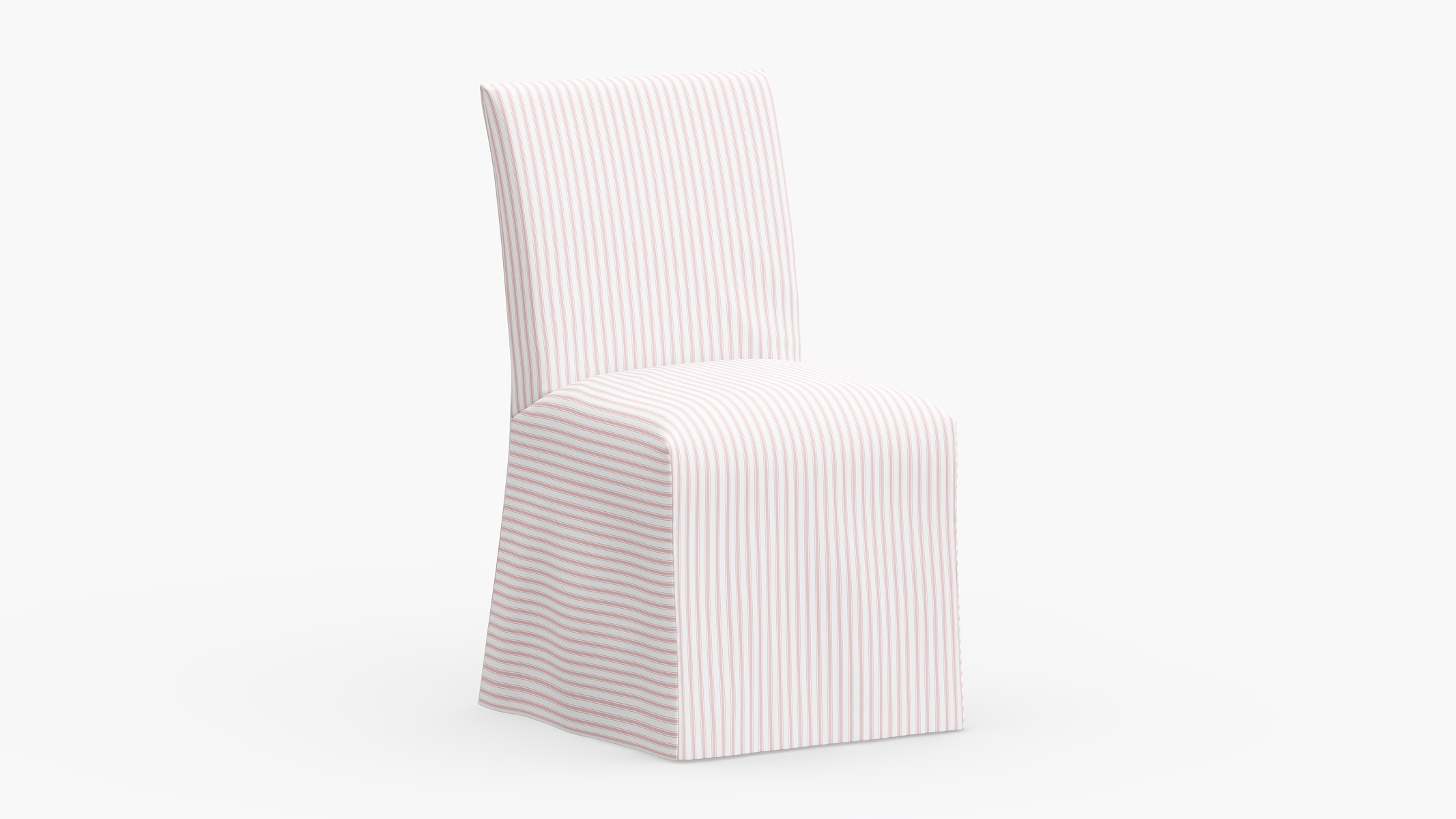 Slipcovered Dining Chair, Pink Classic Ticking Stripe - Image 0