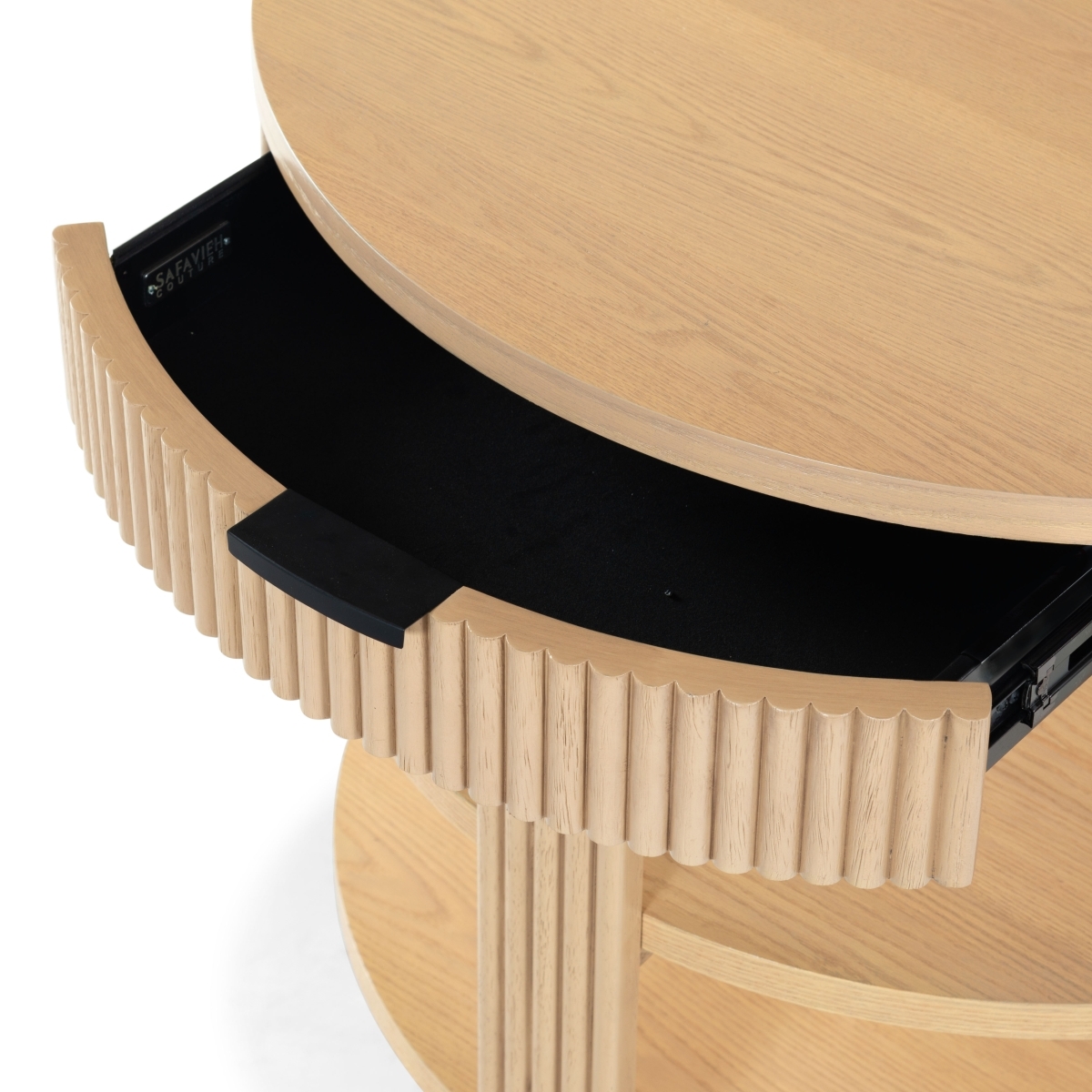 Shelbie Reeded Console Table - Oak/Black - Image 3