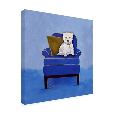 Carol Dillon 'Westie On Blue' Canvas Art - Image 0