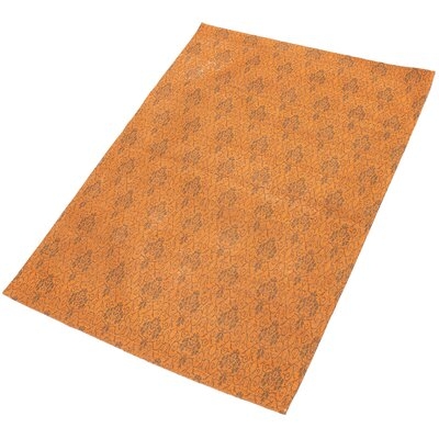 One-of-a-Kind Strecker Hand-Knotted 2010s Collage Orange/Gray 4'9" x 6'9" Chenille Area Rug - Image 0