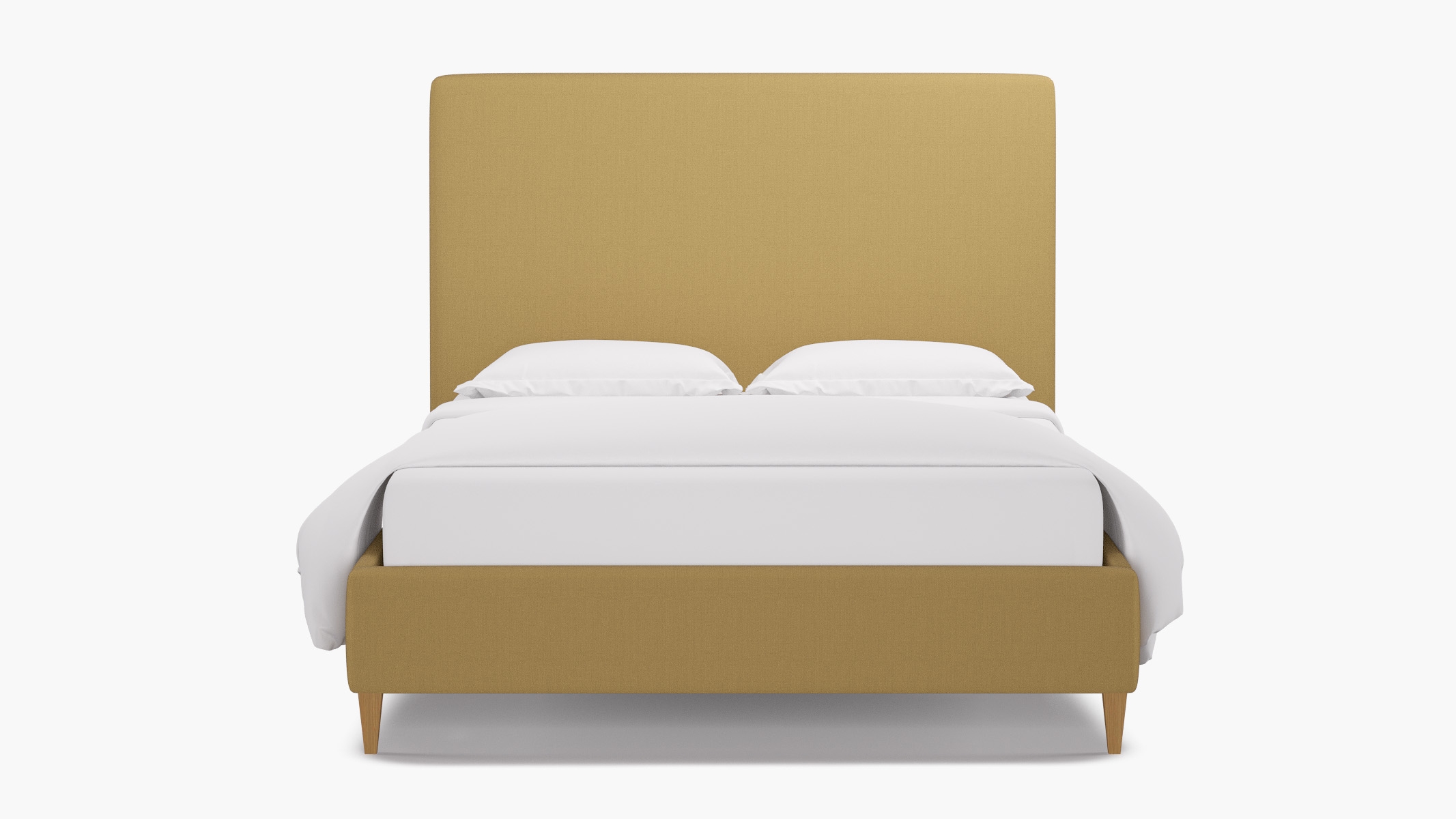 Classic Bed, French Yellow Everyday Linen, Natural Square Tapered Leg, Queen - Image 0