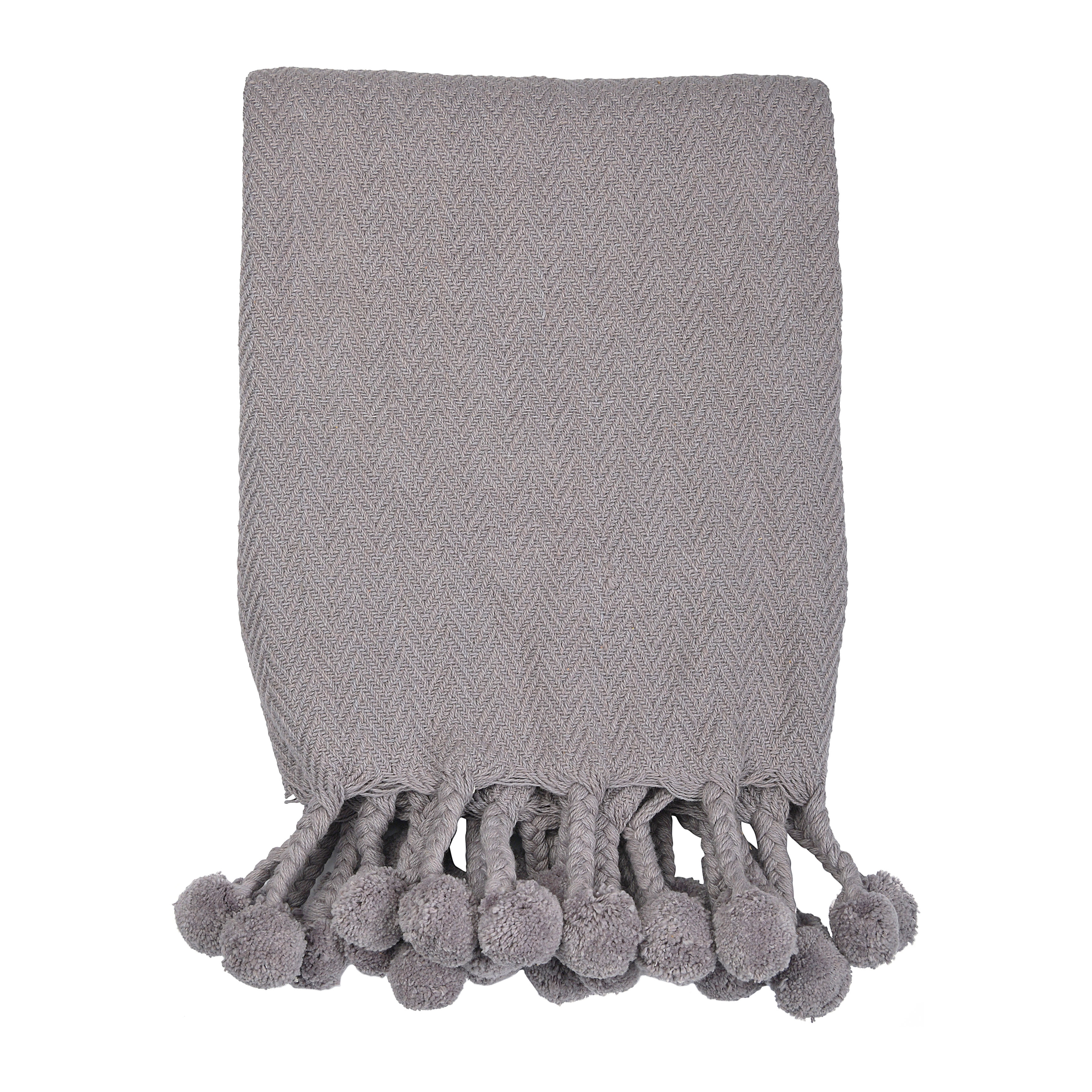 Woven Cotton Pom Pom Throw - Image 0
