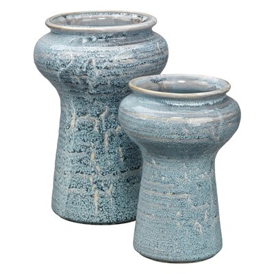 2 Piece Arvonio Blue Ceramic Table Vase Set - Image 0