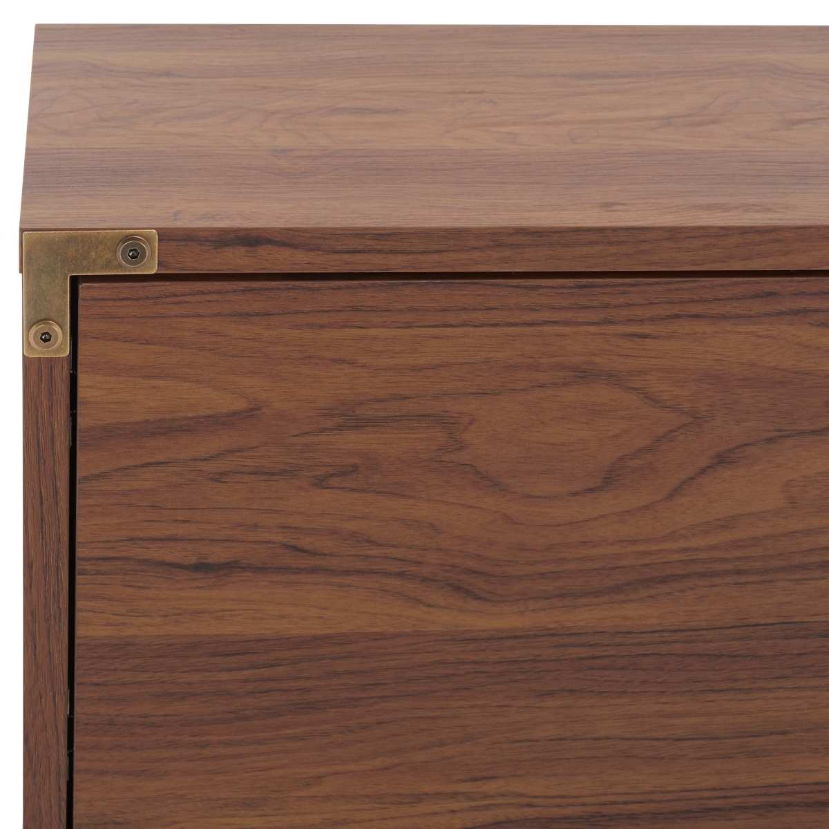 Galio 2 Door 2 Shelf Media Stand - Walnut / Gold - Safavieh - Image 2