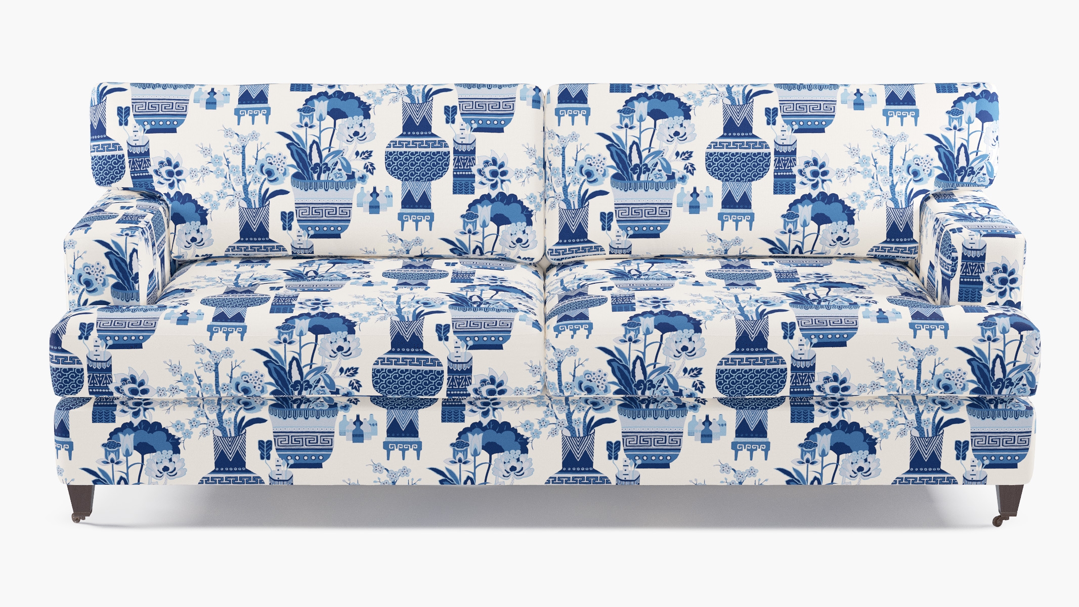 Classic Sofa, Delft Kan-Shie, Espresso with Antique Brass Caster - Image 0