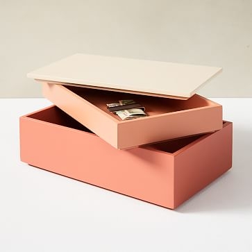 Ombre Lacquer Boxes, Large Rectangle, Orange - Image 0
