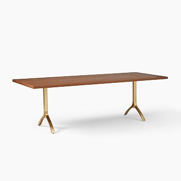 Avery 94" Wishbone Dining Table, Cool Walnut, Antique Brass - Image 0