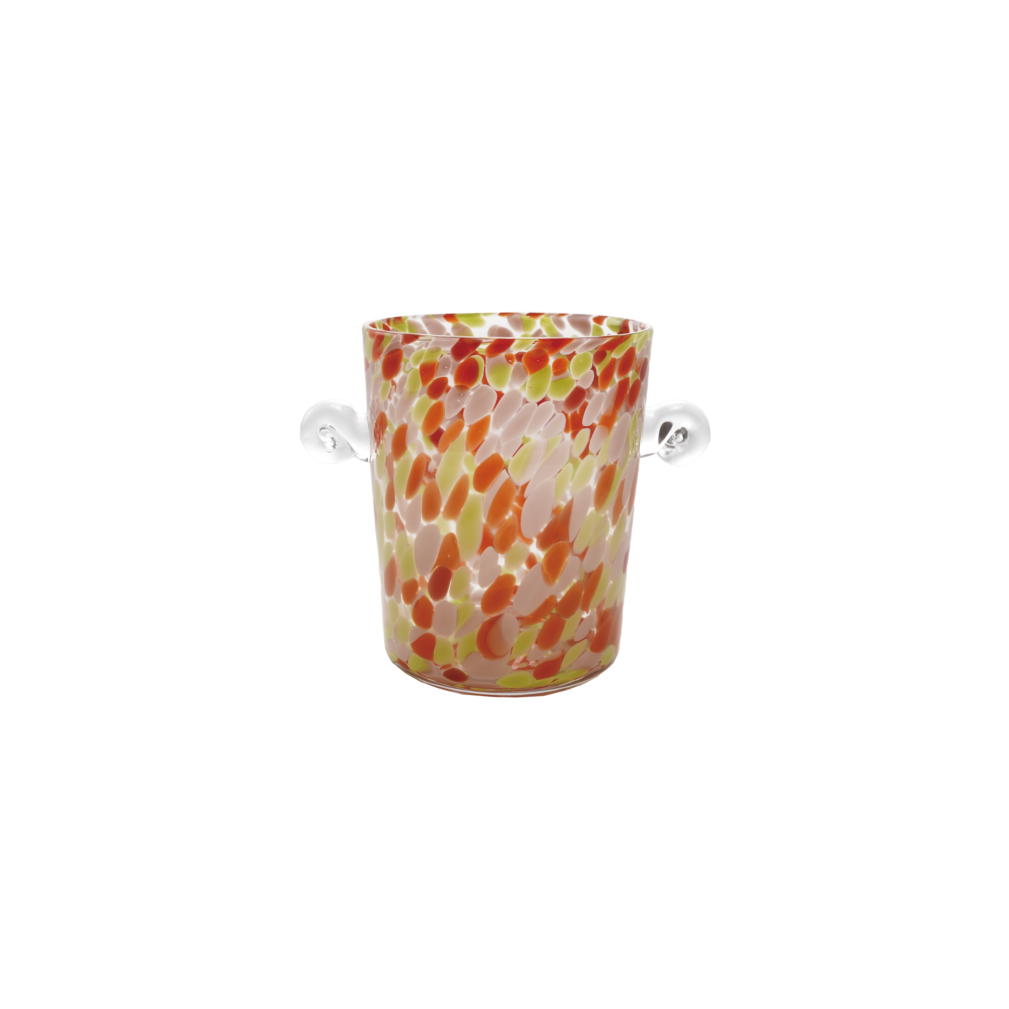 3.5-Quart Confetti Glass Ice Bucket with Handles, Orange, Pink and Yellow - Image 0