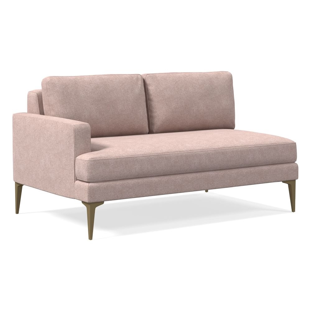 Andes Petite Left Arm 2 Seater Sofa, Poly, Distressed Velvet, Mauve, Blackened Brass - Image 0