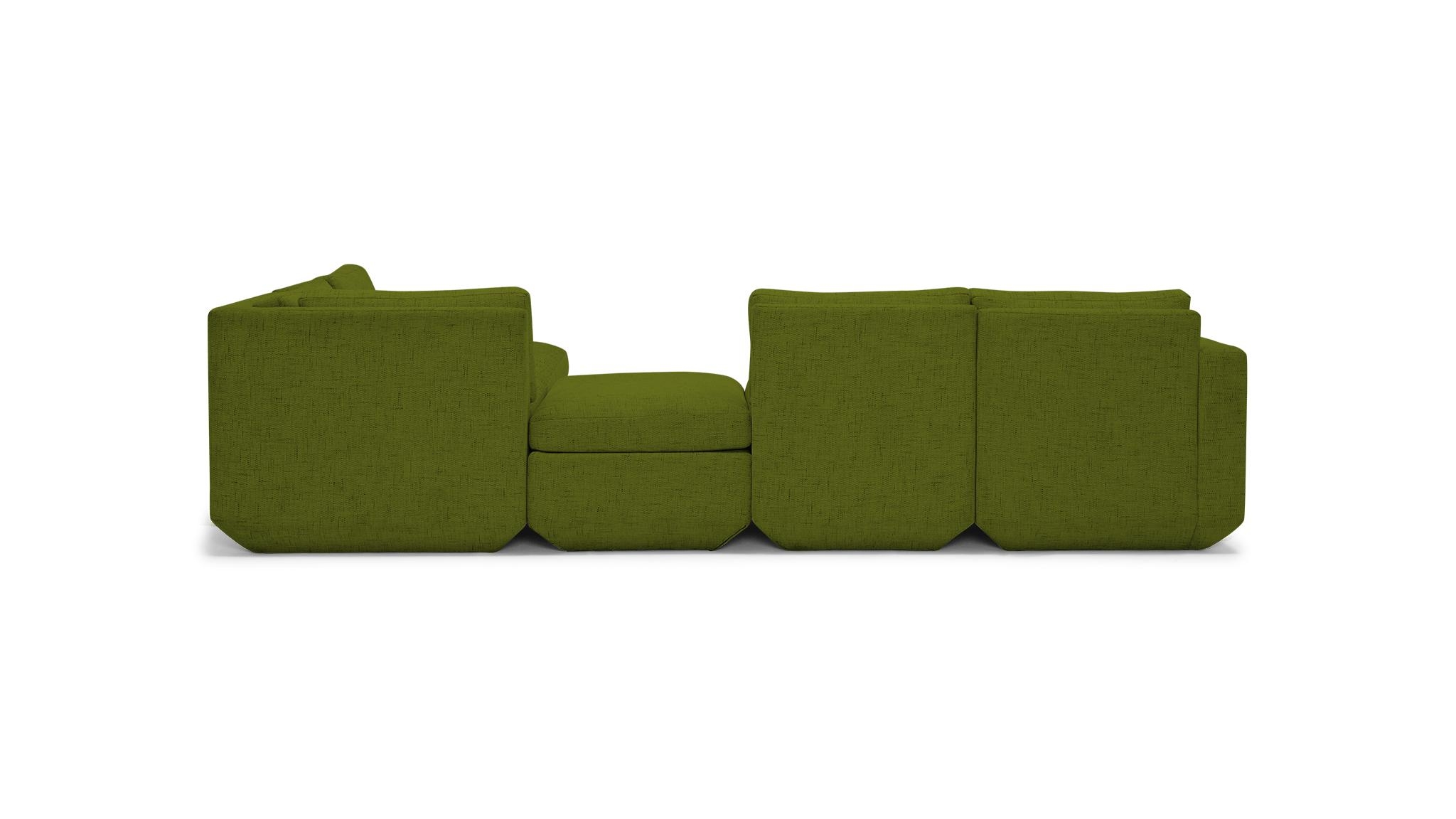 Green Antony Mid Century Modern Modular Sectional with Ottoman (5 piece) - Royale Apple - Right - Image 4