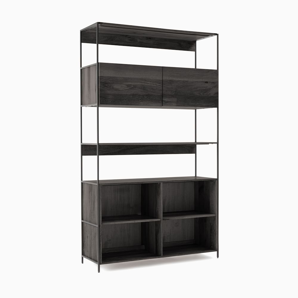 Industrial (48") Open & Closed Storage Bookcase, Black - Image 0