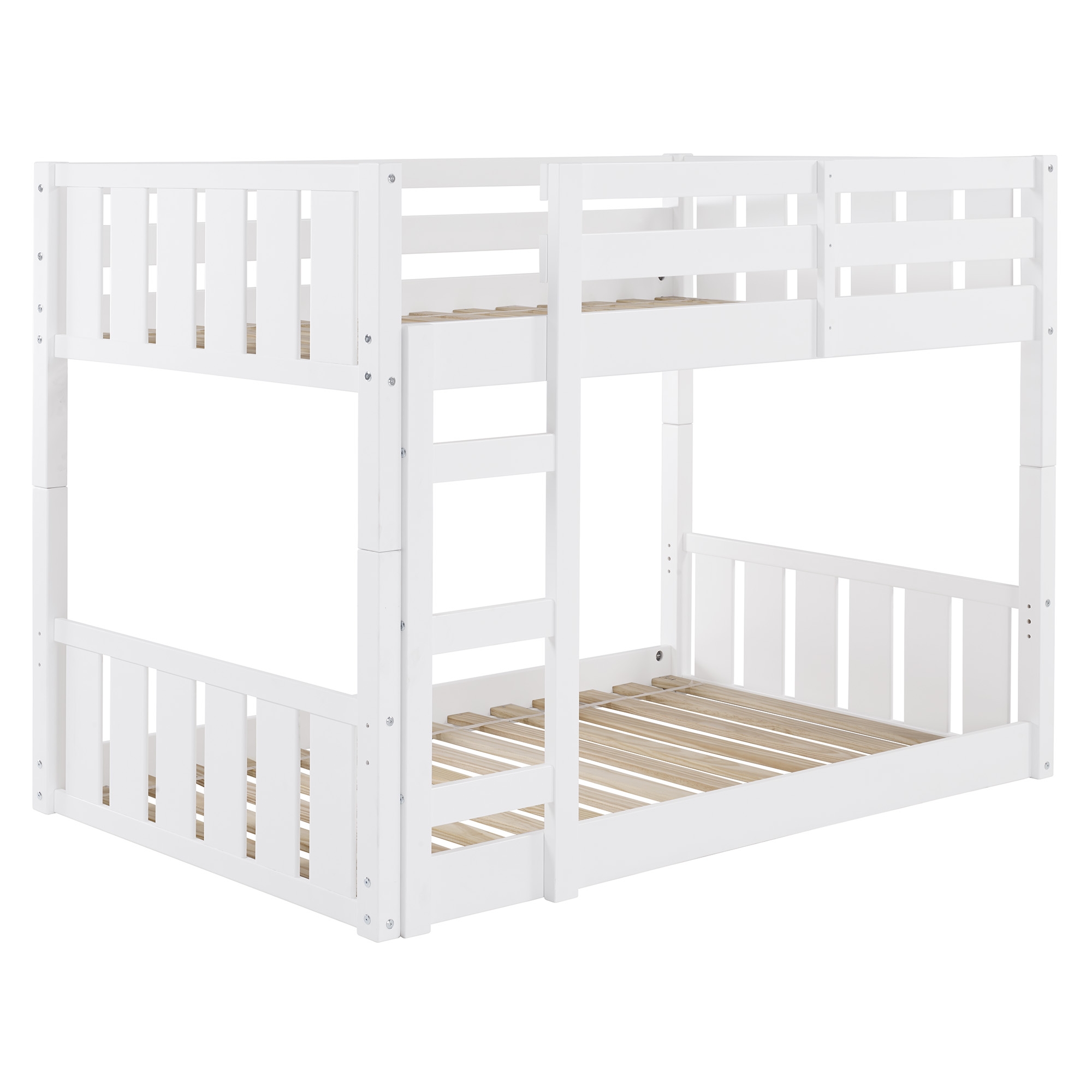 Traditional Twin over Twin Solid Wood Stackable Slat Bunk Bed – White - Image 0