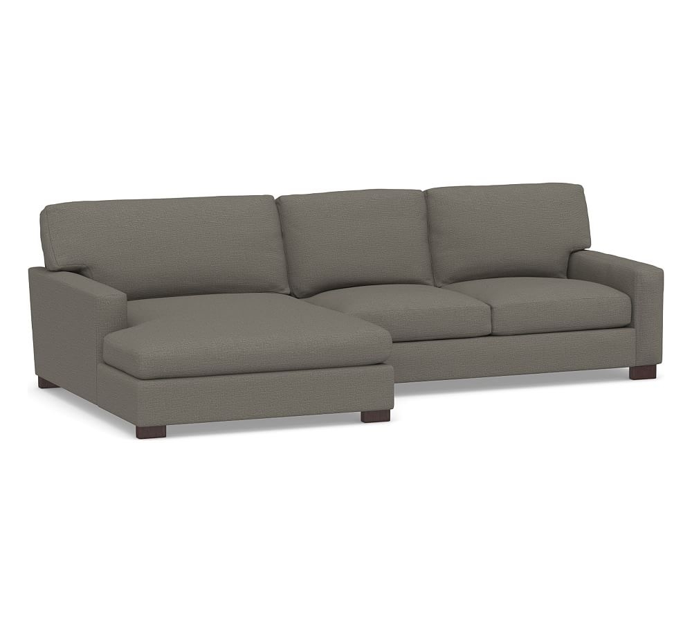 Turner Square Arm Upholstered Right Arm Loveseat with Double Wide Chaise Sectional, Down Blend Wrapped Cushions, Chunky Basketweave Metal - Image 0
