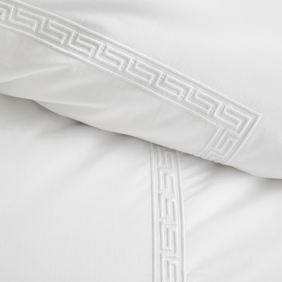 Chambers(R) Italian Greek Key Embroidered Duvet Cover, Full/Queen, Camel - Image 3