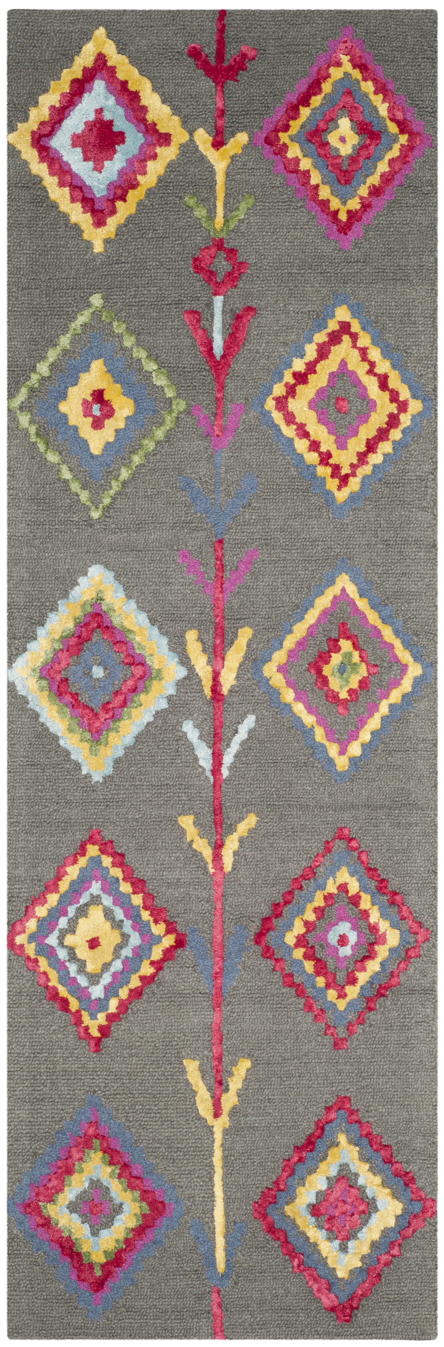 Arlo Home Hand Tufted Area Rug, BLG551A, Dark Grey/Multi,  2' 3" X 7' - Image 0