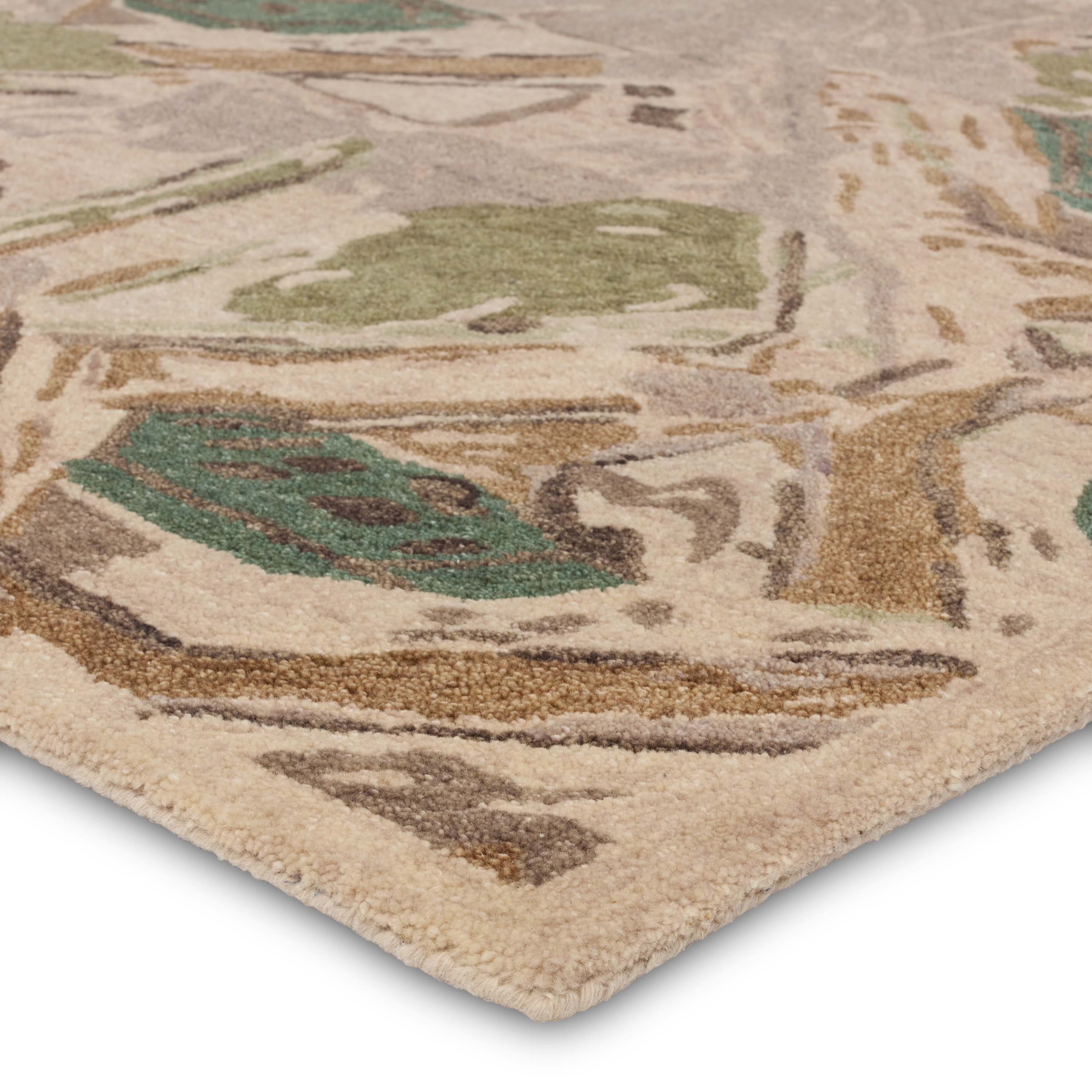 Zoe Bios By Orto Botanica HNC02 Handmade Abstract Green and Taupe Area Rug (6'x9') - Image 1