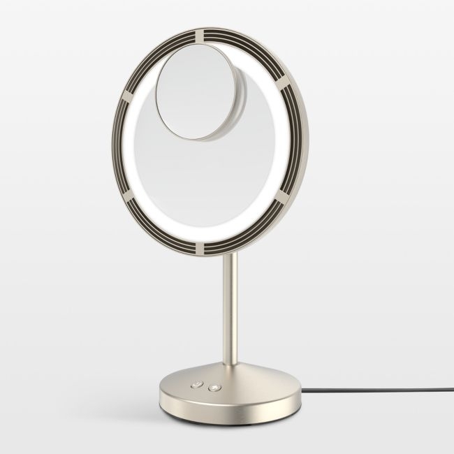 Conair Brushed Satin Nickel Lighted Fan Tabletop Mirror - Image 0