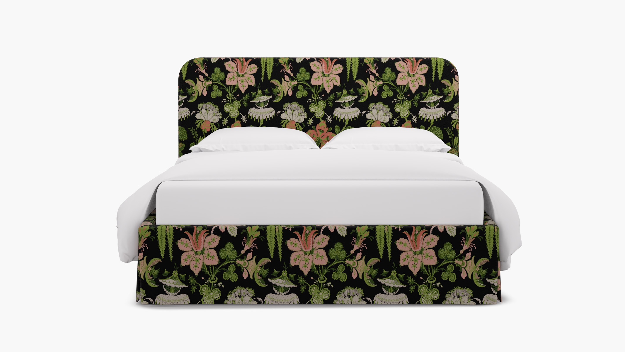 Skirted Platform Bed, Coral Onyx Rossetta, Queen - Image 0