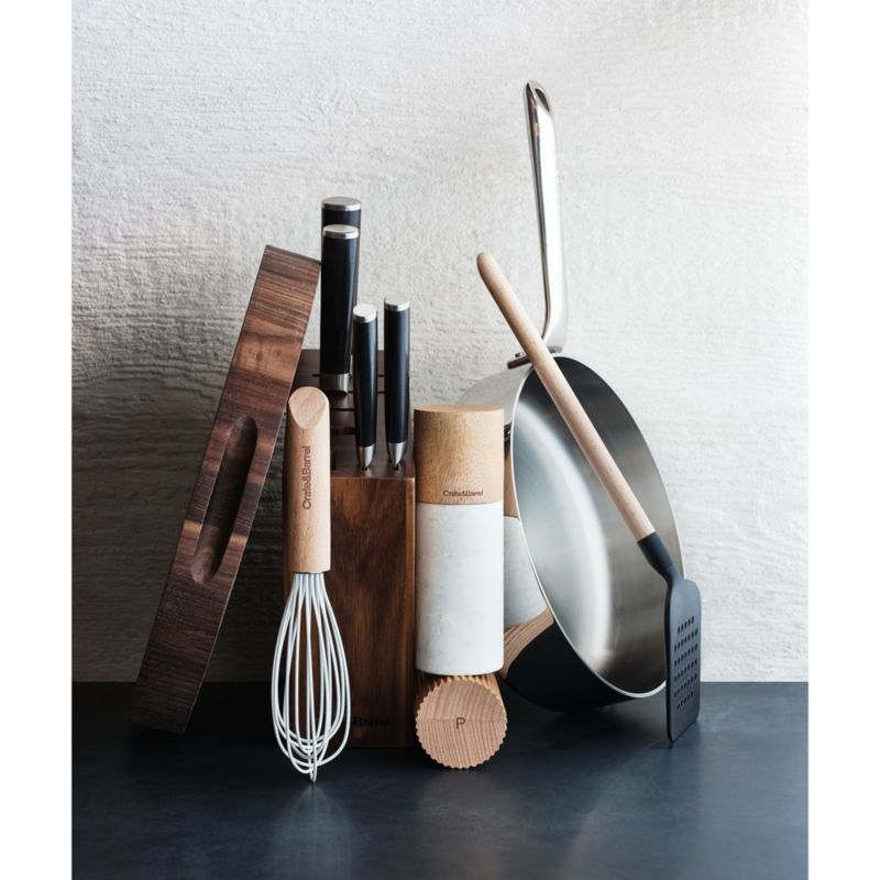 Crate & Barrel Black Silicone and Wood Slotted Spoon - Image 5