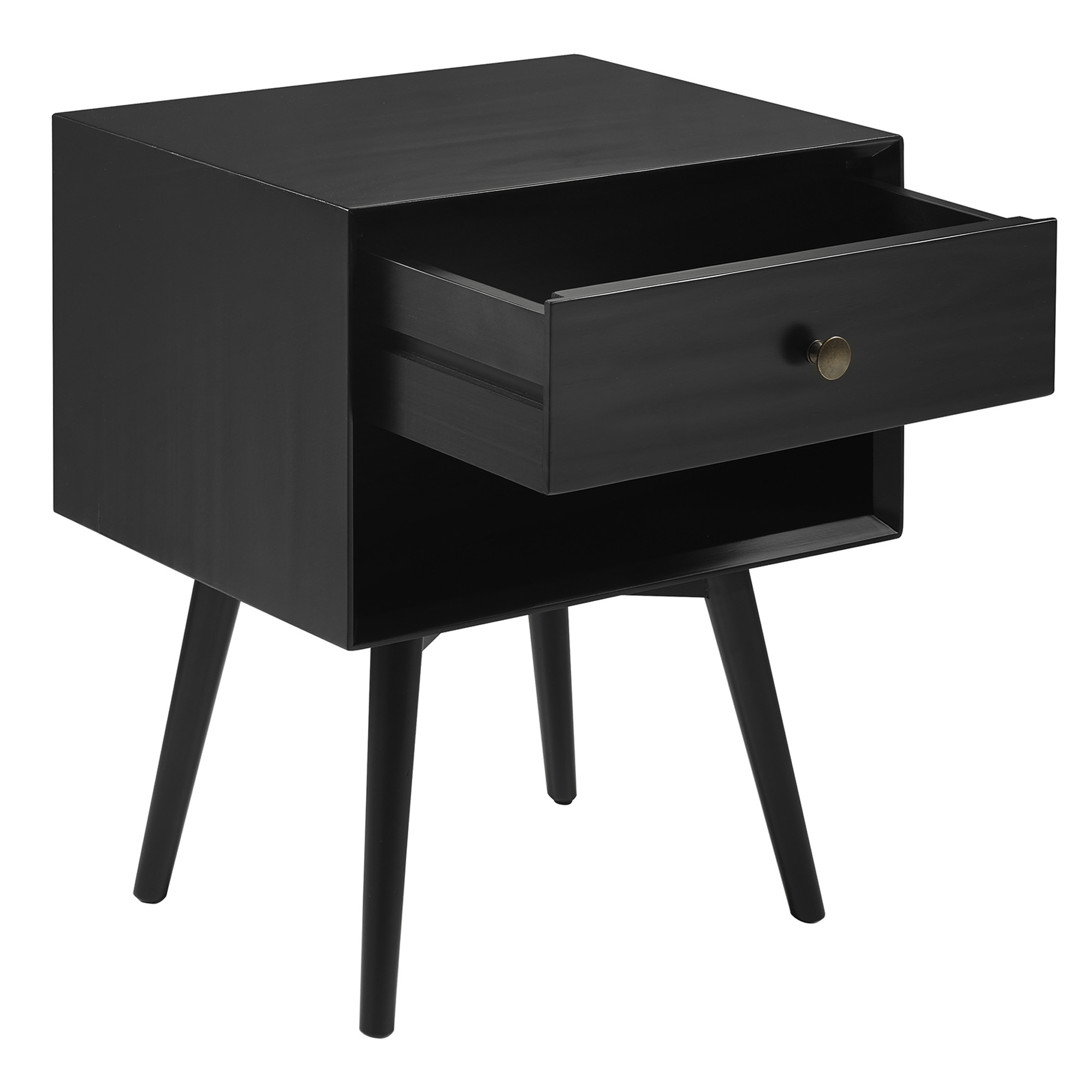 Mid Century Modern 1 Drawer Nightstand - Black - Image 4