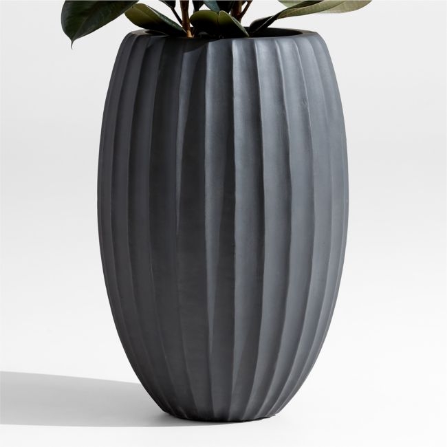 Warren 16.9" x 26" Large Black Ficonstone Outdoor Planter - Image 0