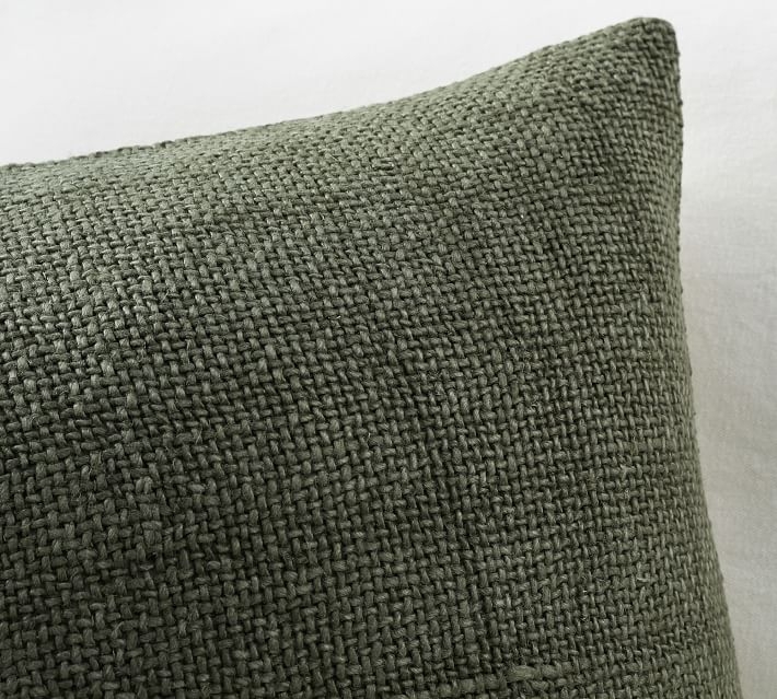 Faye Textured Linen Pillow Cover, Sage, 20" x 20" - Image 1