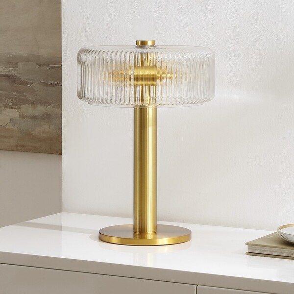 Dua 17" Table Lamp - Clear/Brass - Image 1