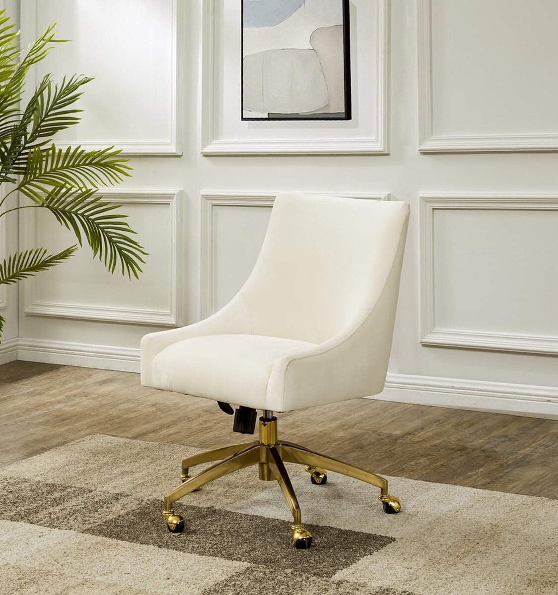 Jakob Adjustable Swivel Desk Chair - Cream/Gold - Image 2