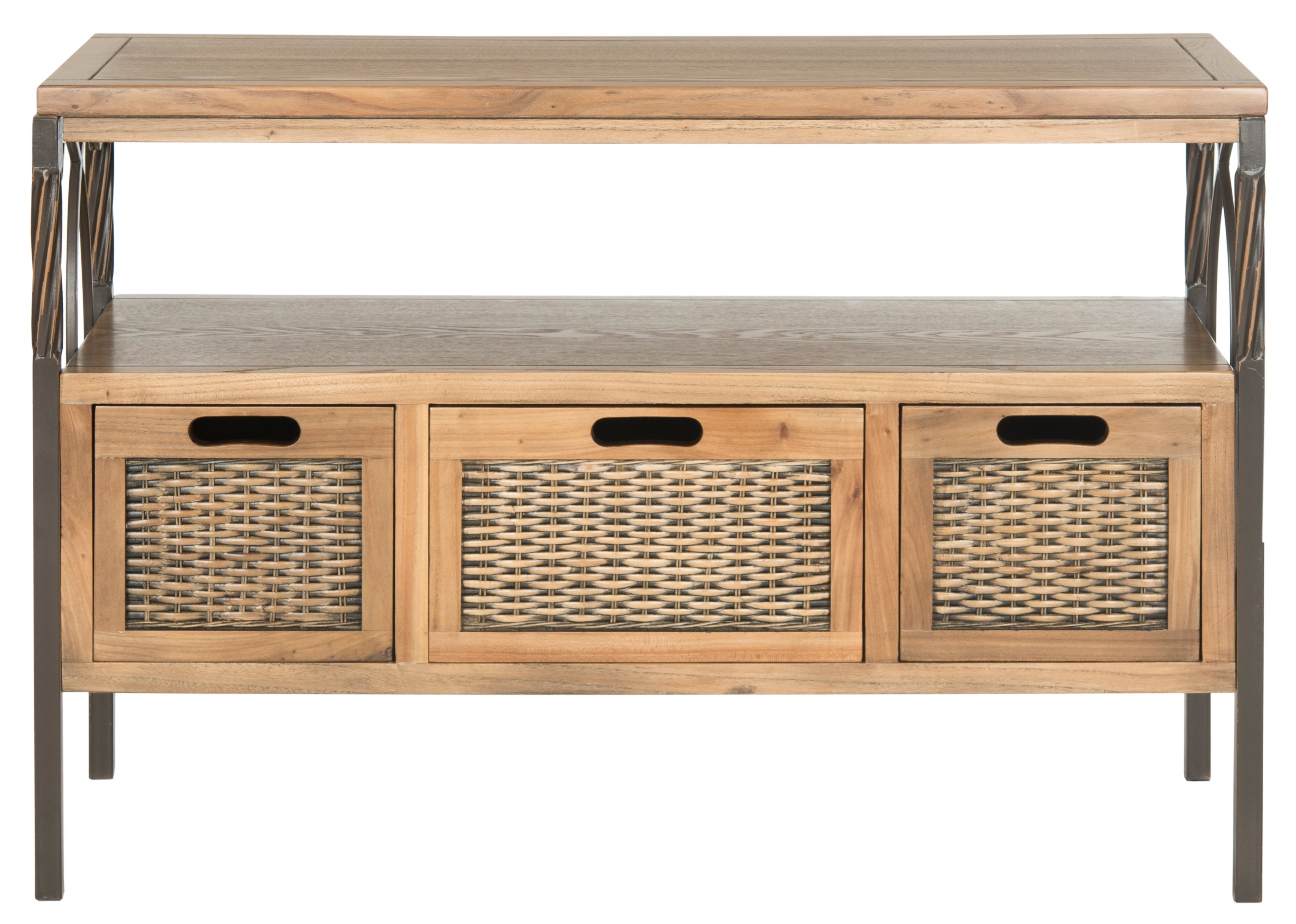 Joshua 3 Drawer Console - Antique Pewter/Oak - Safavieh - Image 0