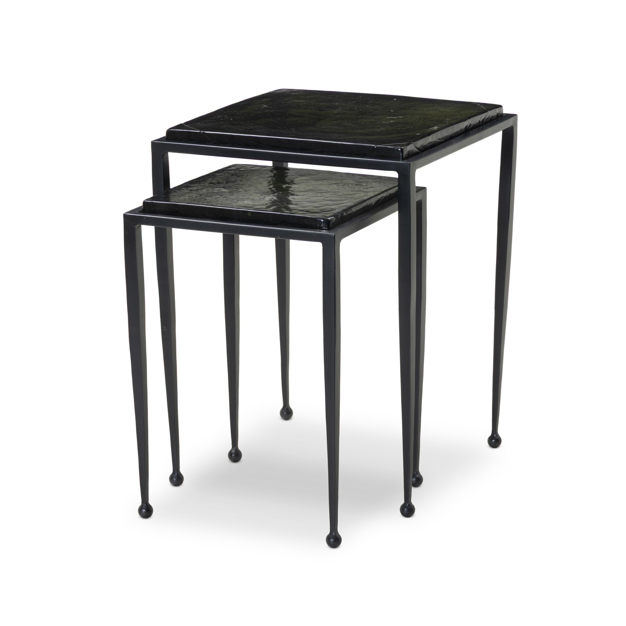 Dalston Nesting End Table Set - Moss Cast Glass - Image 1